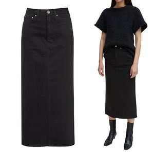 TOTEME Bitti Midi Denim Skirt in Black Rinse Size XS